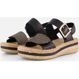 Rieker - Dames Sandaal - Zwart Multi - Imitatieleer - Antistress Voetbed