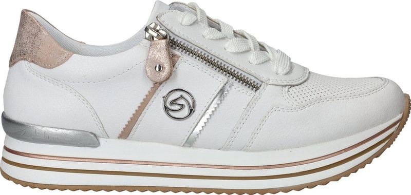 Remonte - D1327 81 - Sneakers - Wit - Leer - Rits en Vetersluiting