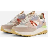 OTTO RIEKER Sport Sneakers - Wit/Rosé/Lichtblauw - Vrijetijdsschoen - Vetersluiting - Sleehak