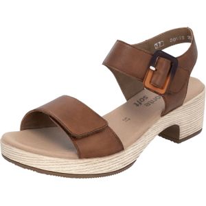 Remonte - Sandaal - Bruin - Klittenbandsluiting - Blokhak