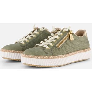 Rieker - Sneakers - Groen - Synthetisch - Rits- en Vetersluiting