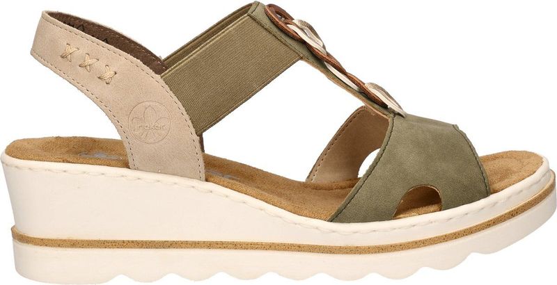 Rieker - Dames Sandaal - Licht Groen - Imitatieleer - Antistress-voetbed