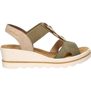 Rieker - Dames Sandaal - Licht Groen - Imitatieleer - Antistress-voetbed