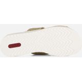 Rieker Slippers - Beige - Textiel - Vlechtbanden met Gouden Stiksels