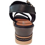 Remonte - Dames Sandalen - Zwart - Leer - Sleehak