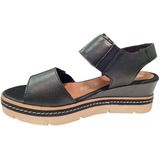 Remonte - Dames Sandalen - Zwart - Leer - Sleehak