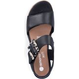 Remonte - Dames Sandalen - Zwart - Leer - Sleehak