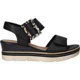 Remonte - Dames Sandalen - Zwart - Leer - Sleehak