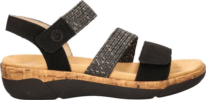 Remonte - Nubuck - Sandalen - Zwart - Suède/Textiel