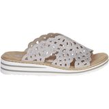 Rieker Slippers - Lichtbeige - Sleehak - Open Neus - Textiel Binnenzool