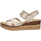 Rieker Sandalen - Beige - Textiel - Klittenbandsluiting - Rubber Zool