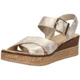 Rieker Sandalen - Beige - Textiel - Klittenbandsluiting - Rubber Zool