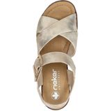 Rieker Sandalen - Beige - Textiel - Klittenbandsluiting - Rubber Zool