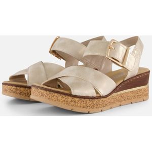 Rieker Sandalen - Beige - Textiel - Klittenbandsluiting - Rubber Zool