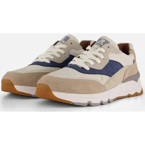 OTTO RIEKER Sneakers - Crème/Lichtbeige/Jeansblauw - Vetersluiting - Sleehak