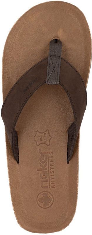 Rieker - Slippers - Bruin - Leren Voetbed - Slip-On