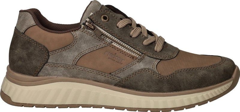 Rieker - Heren Sneakers - Zwart - Leer en Imitatieleer - Rits Sluiting