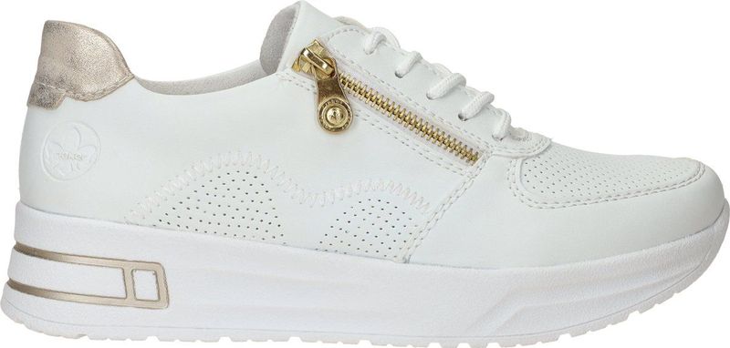 Rieker - Lage Sneakers - Imitatieleer - Zwart - Rits Sluiting