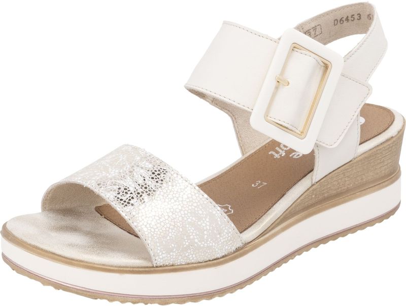 Remonte - Dames Sandalen Sleehak - Wit - Leer