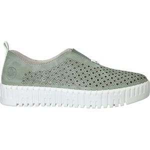 Rieker - Instappers - Groen - Antistress Voetbed - Luchtig Gaatjes Motief