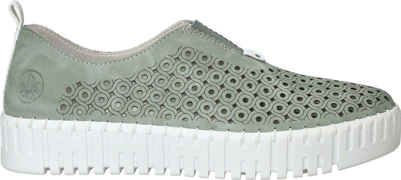 Rieker - Instappers - Groen - Antistress Voetbed - Luchtig Gaatjes Motief