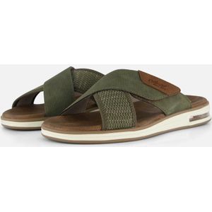 Rieker - Slippers - Kaki - Klittenbandsluiting - Sleehak