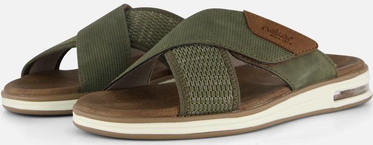 Rieker - Slippers - Kaki - Klittenbandsluiting - Sleehak
