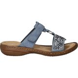 Rieker - Dames - Slippers - Blauw - Nubuckleder - Model 608K2-12 Jalapa