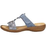 Rieker - Dames - Slippers - Blauw - Nubuckleder - Model 608K2-12 Jalapa