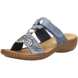 Rieker - Dames - Slippers - Blauw - Nubuckleder - Model 608K2-12 Jalapa