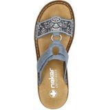 Rieker - Dames - Slippers - Blauw - Nubuckleder - Model 608K2-12 Jalapa