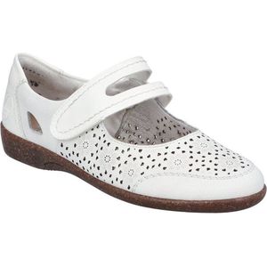 Ballerina - Effen - Leer - Velcro Sluiting - Platte Hak