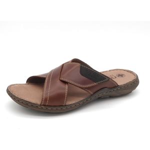 Rieker - Heren - Pantoffels - Cognac - Gladleder