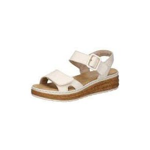 Rieker - Plateausandalen - Zomerschoen - Crème - Klittenbandsluiting