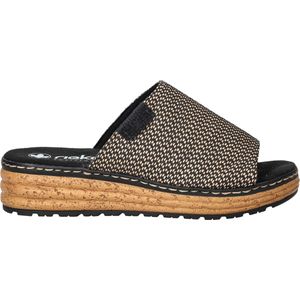 Rieker - Dames Slipper - Zwart Multi - Textiel - Antistress Voetbed