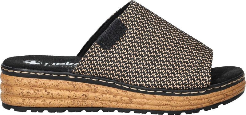 Rieker - Dames Slipper - Zwart Multi - Textiel - Antistress Voetbed
