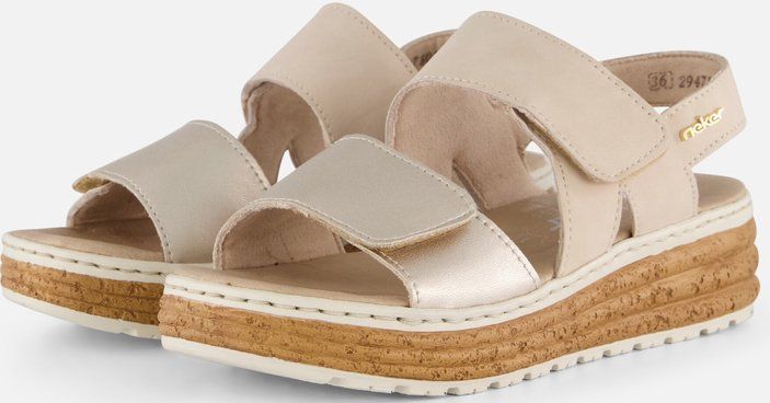 Rieker - Dames Sandalen - Imitatieleer - Zwart - Verstelbare Banden