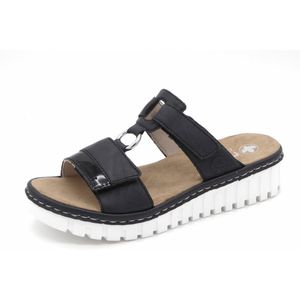 Rieker - V1396-14 Slipper - Blauw - Imitatieleer - Klittenbandsluiting