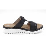 Rieker - Sleehakmuiltjes - Sandalen - Nachtblauw - Textiel - Klittenbandsluiting