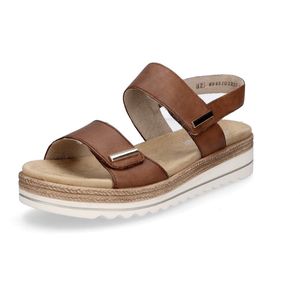 Remonte - Dames Sandalen - Bruin - Glad Leer - Sleehak 4 cm