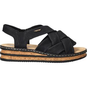 Rieker Dames sleehak sandalen V4364, vrouwen sandalen, blauw combi 10, 36 EU Smal