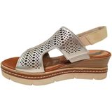 Remonte - Dames Sandalen - Zilver - Leren Bovenkant - Klittenbandsluiting