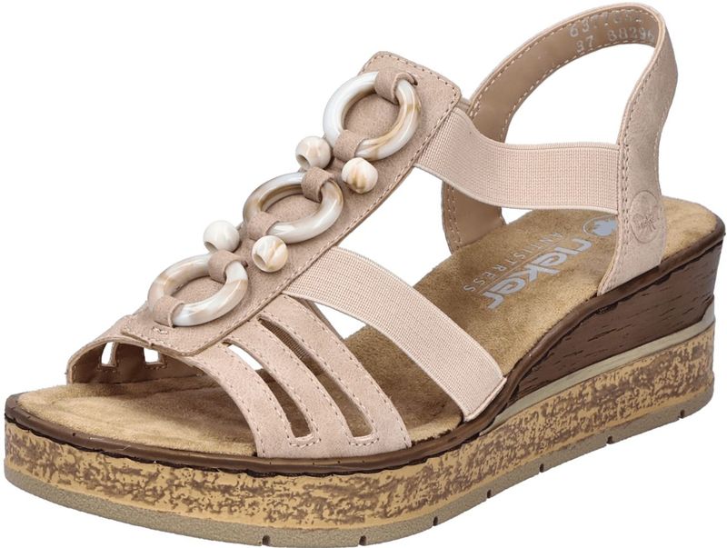 Rieker - Sleehaksandaal - Lichtbeige - Elastiek - Open Neus