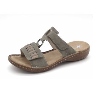 Rieker - Dames Slipper - Imitatieleer - Zwart - Klittenbandsluiting