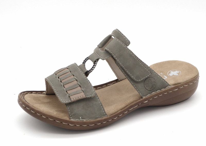 Rieker - Dames Slipper - Imitatieleer - Zwart - Klittenbandsluiting