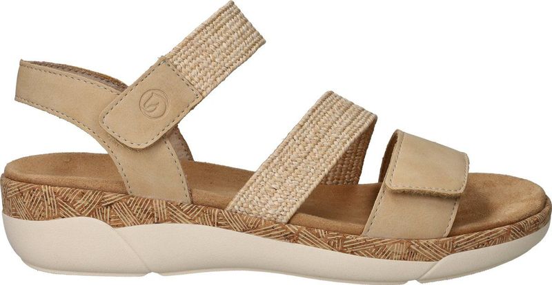 Remonte - Sandalen - Beige - Suède en Textiel - Verstelbare Klittenbandsluitingen