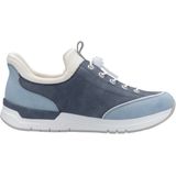 Instapschoen - Blauw/Wit - Elastiek - Plateau Hakhoogte 3,5 cm