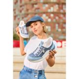 Instapschoen - Blauw/Wit - Elastiek - Plateau Hakhoogte 3,5 cm