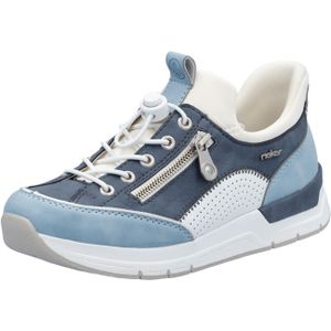 Instapschoen - Blauw/Wit - Elastiek - Plateau Hakhoogte 3,5 cm