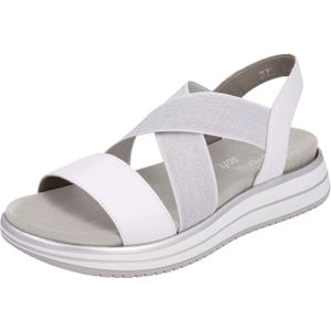 Remonte - Sandalen - Wit/lichtgrijs - Zomerschoen - Sleehak - Elastiek